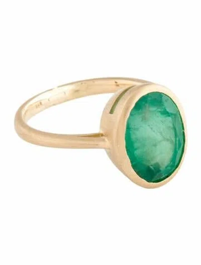 Pre-owned Ring 14k 5.40ct Emerald Cocktail  In Multi