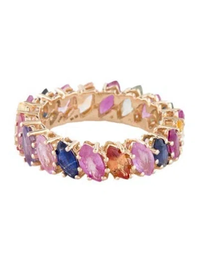 Pre-owned Ring 14k 5.47ctw Multi Sapphire & Ruby Eternity