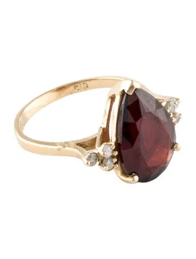 Pre-owned Ring 14k 5.50ct Garnet & Diamond Cocktail  In Multi