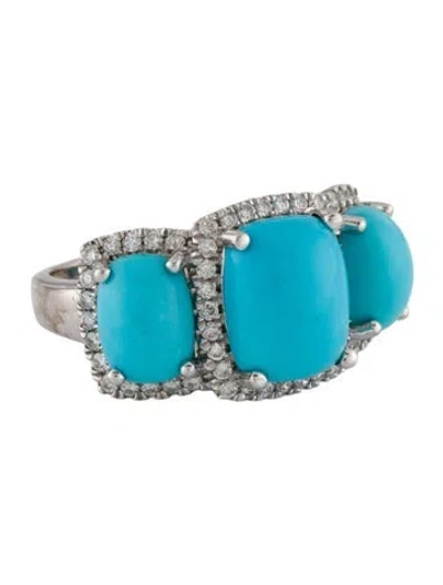 Pre-owned Ring 14k 5.52ctw Turquoise & Diamond Cocktail  In Multi