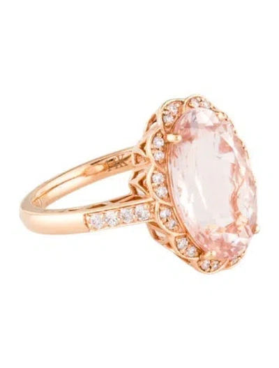 Pre-owned Ring 14k 5.60ct Morganite & Diamond Cocktail  In Multi