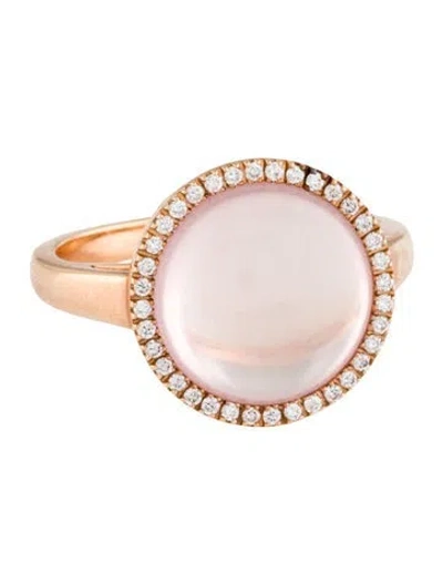 Pre-owned Ring 14k 5.63ct Rose Quartz & Diamond Cocktail  In Multi