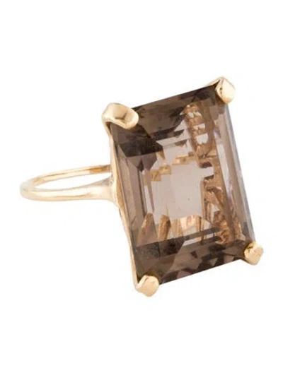 Pre-owned Ring 14k 5.65ct Smoky Quartz Cocktail  In Multi
