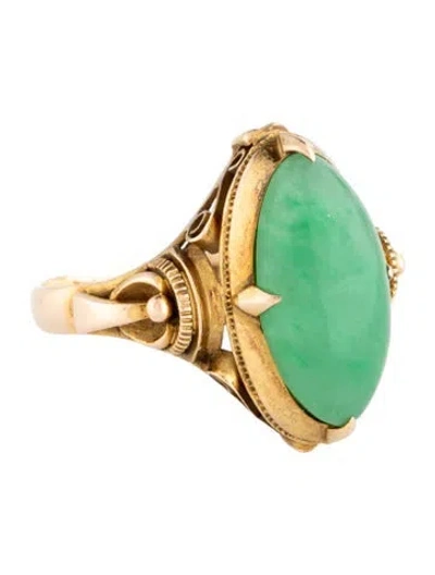 Pre-owned Ring 14k 5.73ct Jadeite Cocktail  In Multicolor