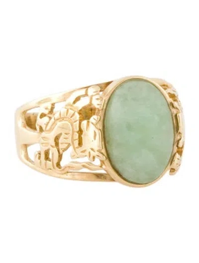 Pre-owned Ring 14k 5.89ct Jadeite Cocktail  In Multi