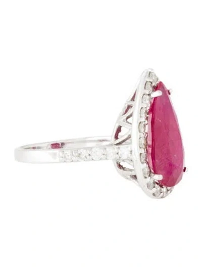 Pre-owned Ring 14k 5.93ct Ruby & Diamond Cocktail  In Multi