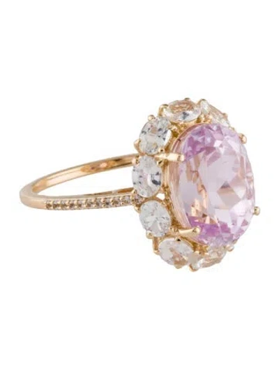 Pre-owned Ring 14k 6.02ct Kunzite & 1.89ct Sapphire Cocktail  In Multi