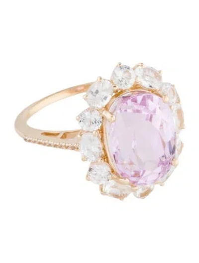 Pre-owned Ring 14k 6.16ct Kunzite & 1.73ct Sapphire Cocktail  In Multi