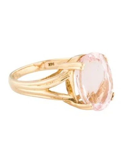 Pre-owned Ring 14k 6.20ctw Morganite Cocktail  In Multi