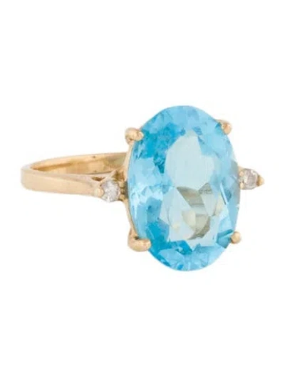 Pre-owned Ring 14k 6.23ct Topaz & Diamond Cocktail  In Multi