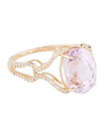 Pre-owned Ring 14k 6.24ct Kunzite & Diamond Cocktail  In Multi
