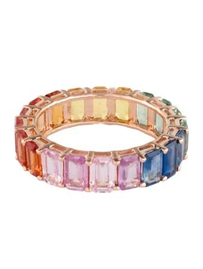 Pre-owned Ring 14k 6.27ct Multicolor Sapphire Eternity Band