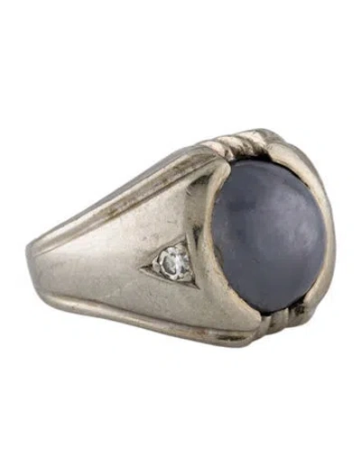 Pre-owned Ring 14k 6.28ct Star Sapphire & Diamond Cocktail  In Multi