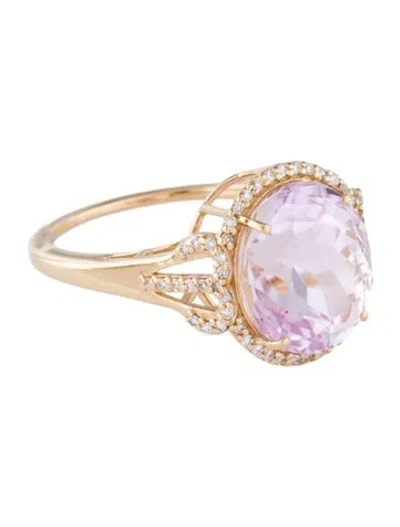 Pre-owned Ring 14k 6.30ct Kunzite & Diamond Cocktail  In Multi