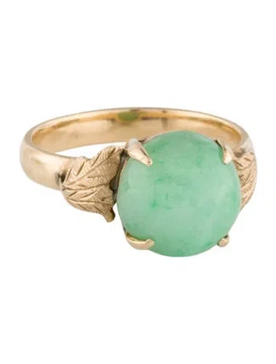 Pre-owned Ring 14k 6.34ct Jadeite Cocktail  In Multi