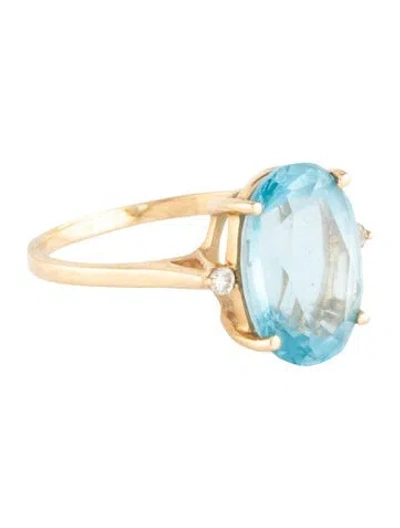 Pre-owned Ring 14k 6.56ct Topaz & Diamond Cocktail  In Multicolor