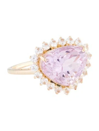 Pre-owned Ring 14k 6.69ct Kunzite And Sapphire Cocktail  In Multi