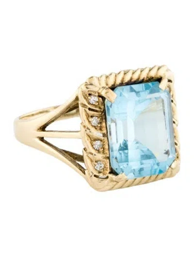 Pre-owned Ring 14k 6.81ct Topaz & Diamond Cocktail  In Multi