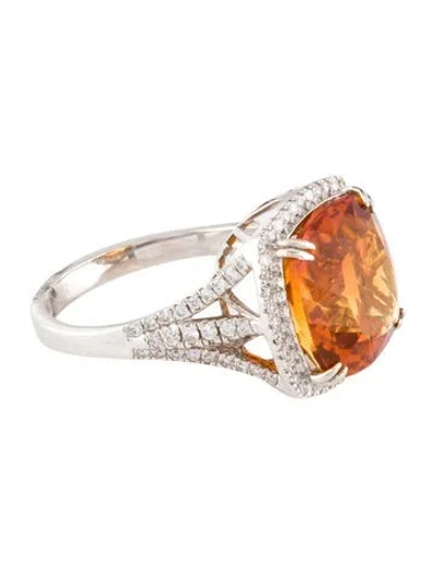 Pre-owned Ring 14k 6.89ct Citrine & Diamond Cocktail  In Multi