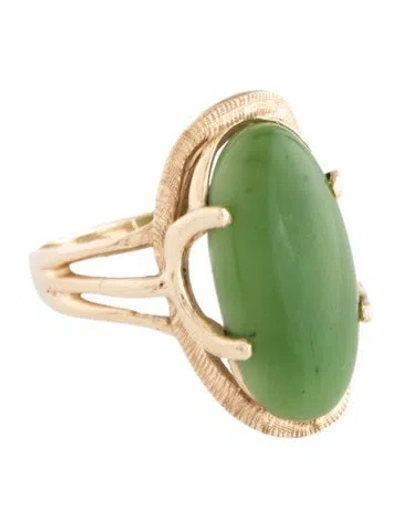 Pre-owned Ring 14k 6.97ctw Nephrite Cocktail  In Multi