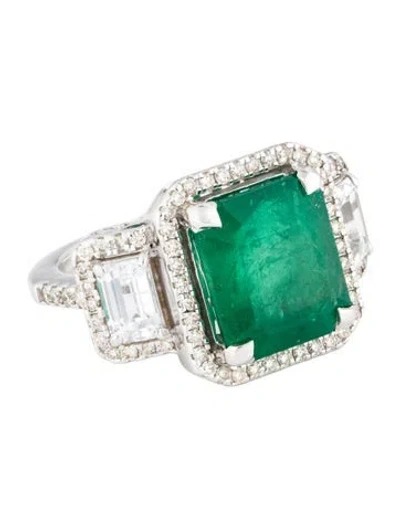 Pre-owned Ring 14k 6.99ct Emerald, Sapphire & Diamond Cocktail  In Multi