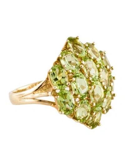 Pre-owned Ring 14k 7.00ctw Peridot Cocktail  In Multi
