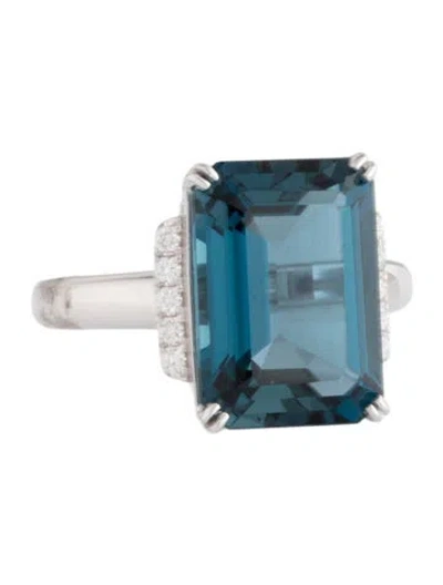 Pre-owned Ring 14k 7.58ct Topaz & Diamond Cocktail  In Multicolor