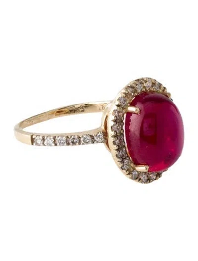 Pre-owned Ring 14k 7.71ctw Synthetic Star Ruby & Diamond Cocktail  In Multi