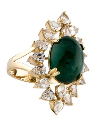 Pre-owned Ring 14k 7.81ct Emerald & Sapphire Cocktail  In Multi