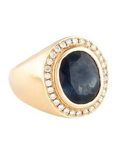 Pre-owned Ring 14k 7.86ct Sapphire & Diamond Cocktail  In Multicolor