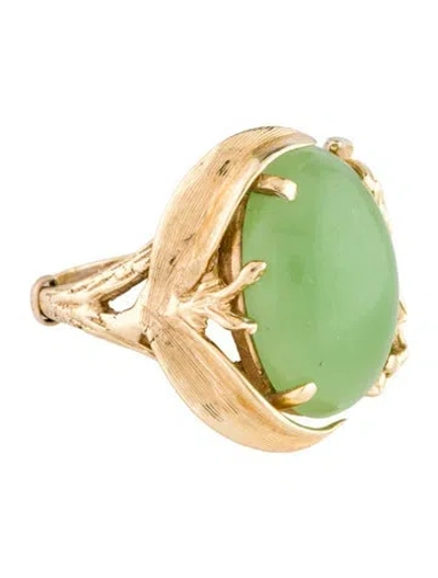 Pre-owned Ring 14k 7.93ct Nephrite Cocktail  In Multi