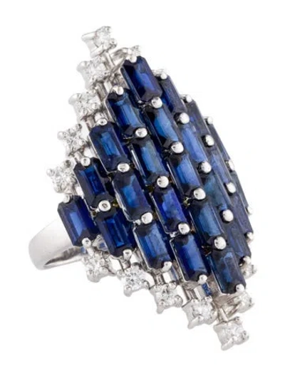 Pre-owned Ring 14k 8.24ctw Sapphire & Diamond Cocktail  In Multi