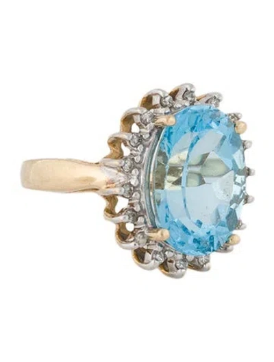 Pre-owned Ring 14k 8.27ct Topaz & Diamond Cocktail  In Multi