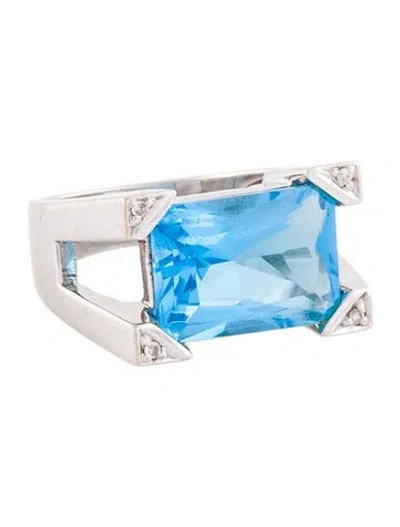 Pre-owned Ring 14k 8.46ct Topaz & Diamond Cocktail  In Multi