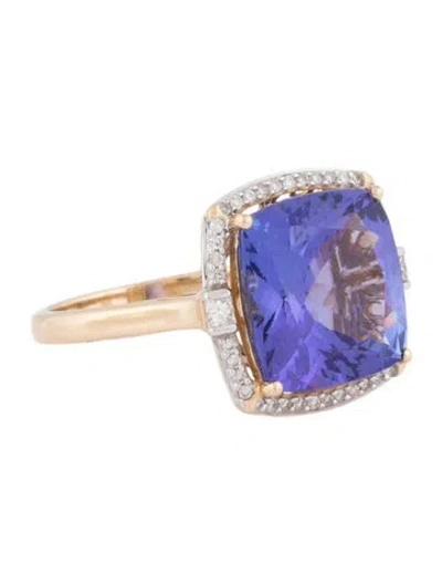 Pre-owned Ring 14k 8.55ct. Tanzanite & Diamond Cocktail  In Multicolor