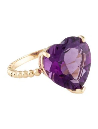 Pre-owned Ring 14k 8.75ct Amethyst Heart Cocktail  In Multi