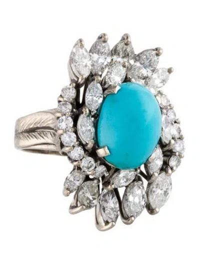 Pre-owned Ring 14k 9.01ct Turquoise & 3.75ctw Diamond Ballerina  In Multi