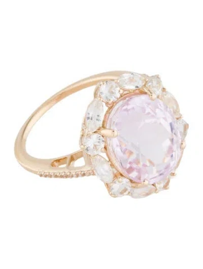 Pre-owned Ring 14k 9.05ct Kunzite & 1.60ct Sapphire Cocktail  In Multi