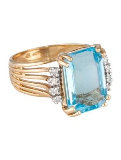 Pre-owned Ring 14k 9.05ct Topaz & Diamond  In Multicolor