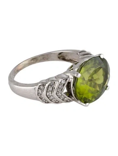 Pre-owned Ring 14k 9.26ct Peridot & Diamond Cocktail  In Multi