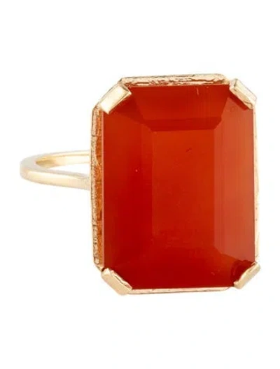Pre-owned Ring 14k 9.28ctw Carnelian & Diamond Cocktail  In Multicolor