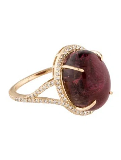 Pre-owned Ring 14k 9.31ctw Tourmaline & Diamond Cocktail  In Multi