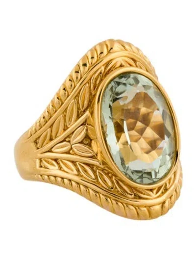 Pre-owned Ring 14k 9.35ct Prasiolite Cocktail  In Multi