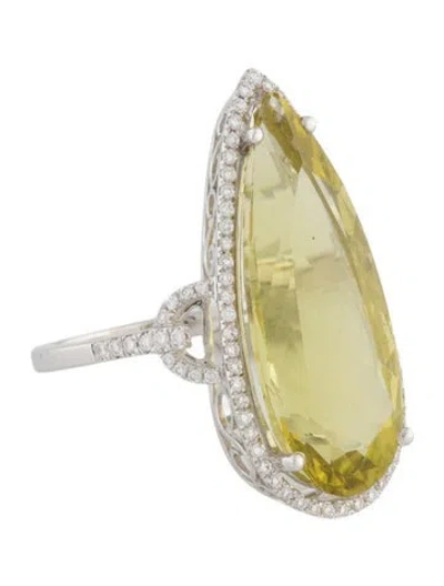 Pre-owned Ring 14k 9.47ct Citrine & Diamond Cocktail  In Multi