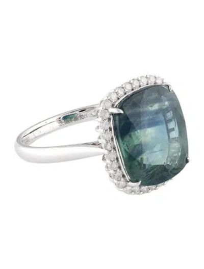 Pre-owned Ring 14k 9.50ct Sapphire & Diamond Cocktail  In Multi