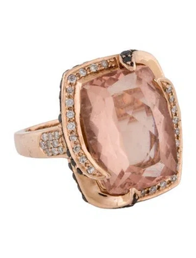 Pre-owned Ring 14k 9.61ctw Morganite & Diamond Cocktail  In Multi
