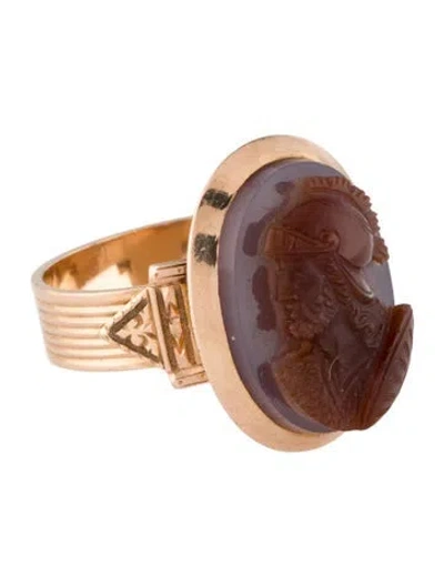 Pre-owned Ring 14k Agate Cameo Cocktail  In Multi