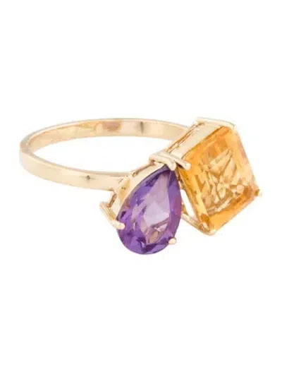 Pre-owned Ring 14k Amethyst & Citrine Toi Et Moi  In Multi