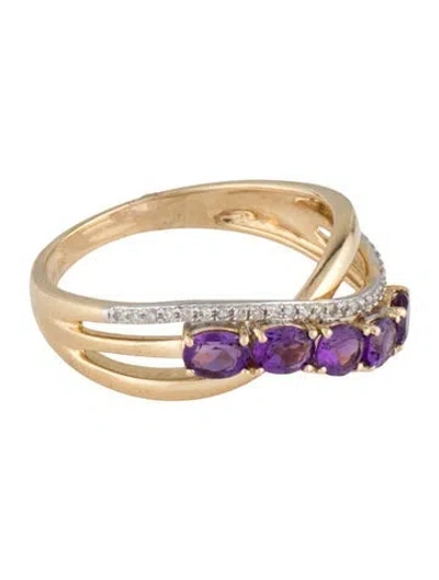 Pre-owned Ring 14k Amethyst & Diamond Band In Multicolor