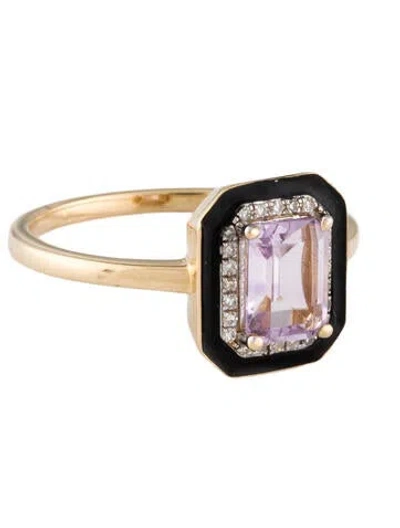 Pre-owned Ring 14k Amethyst & Diamond Cocktail Rinf In Multi